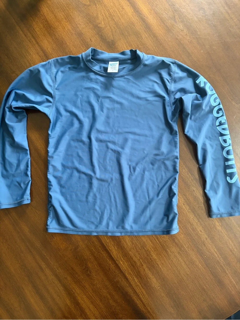 Kids Long-Sleeve Navy Rashguard with Light Blue Gingham Swim Shorts